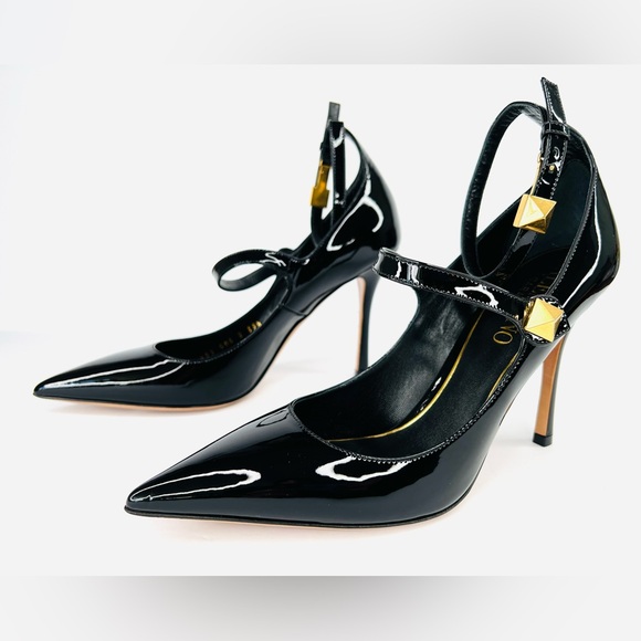 Valentino Garavani Ankle Strap Mary Jane Studded Patent Pumps Size EU 39.5 - Picture 2 of 13